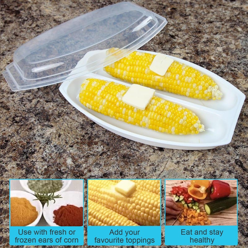 Home-X مبخر الذرة بالميكروويف من هوم-إكس مع غطاء - خالي من BPA، آمن للغسل في غسالة الصحون، غطاء محكم للذرة في الميكروويف لطهي الذرة بشكل لذيذ ومثالي في دقائق - Image 3